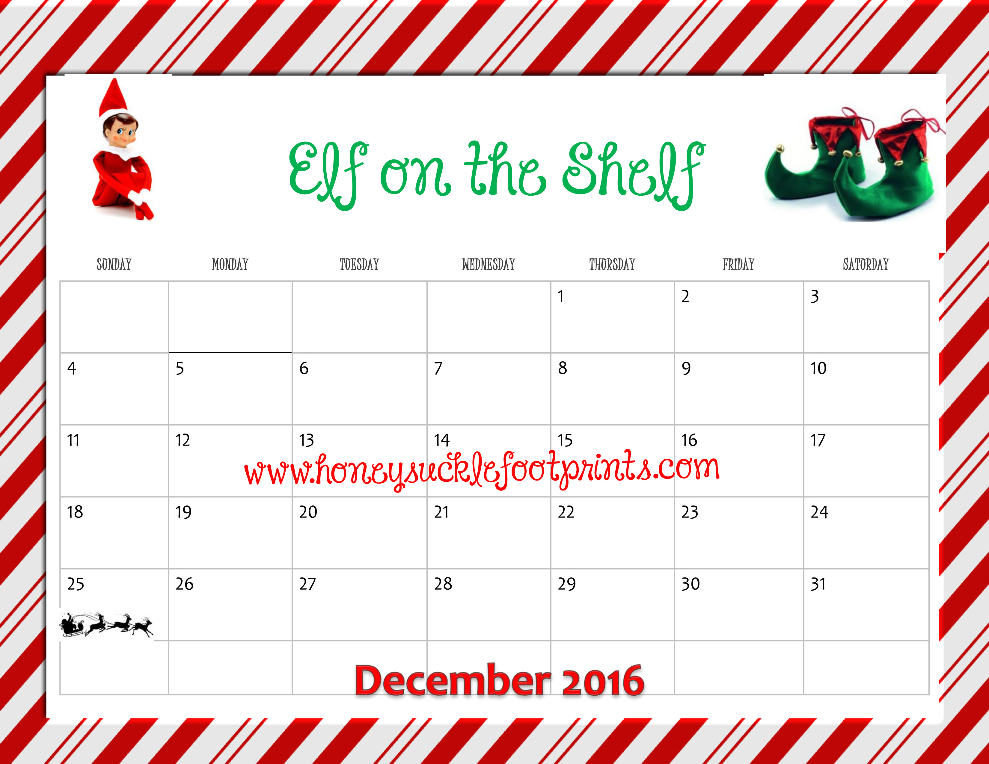 December 2025 Calendar Elf On The Shelf