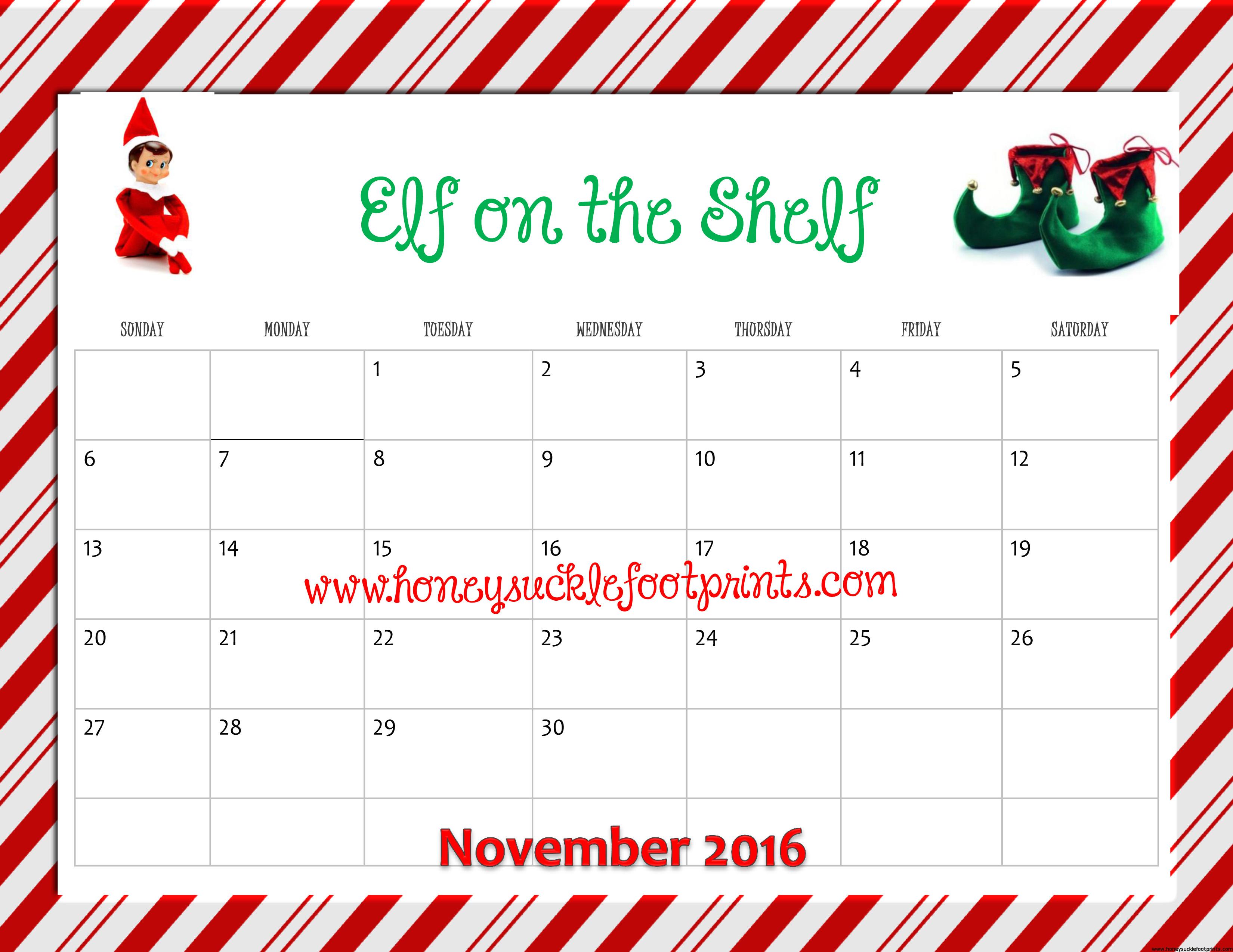 Free Printable Elf on the Shelf Planning Calendar & Idea Checklist