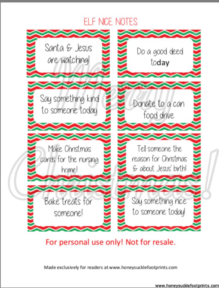 Elf on the Shelf - Free Elf Printables - Honeysuckle Footprints